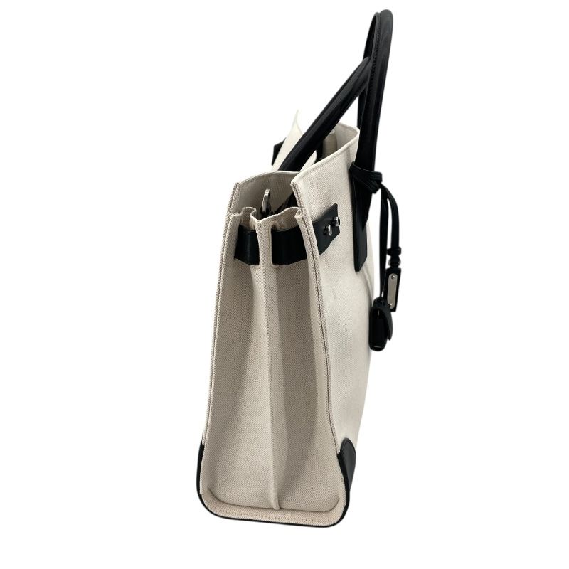 SAINT LAURENT Large Sac De Jour Tote in Natural/Black Canvas
