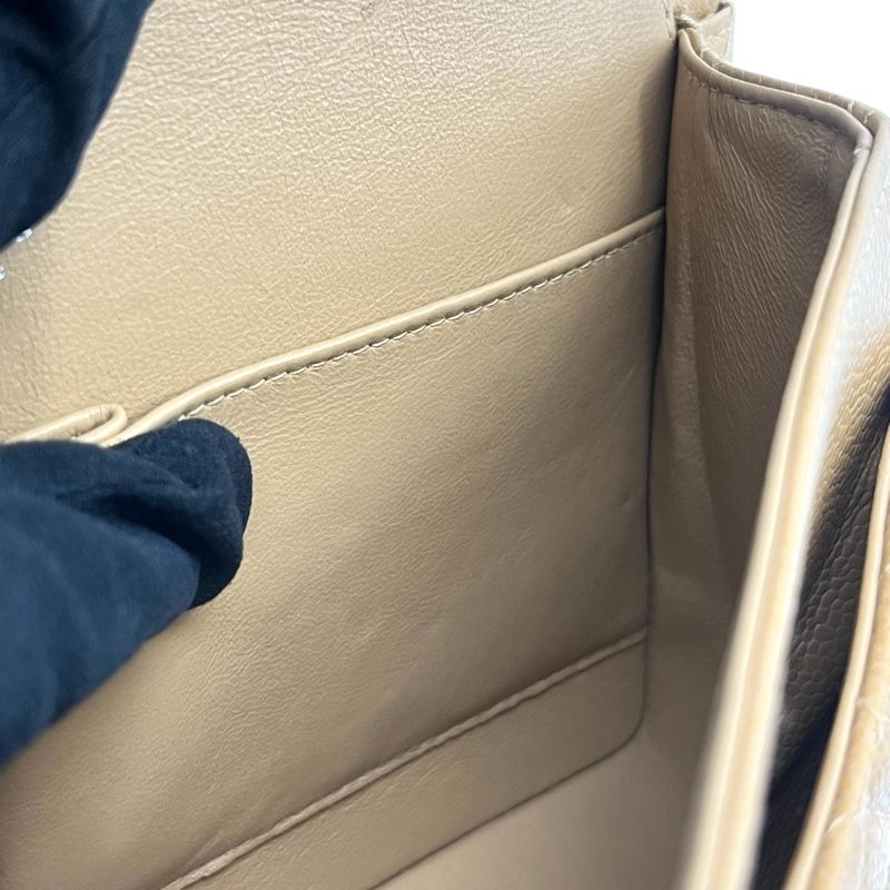 CHANEL Matelassé 25 Beige Caviar Leather Shoulder Bag