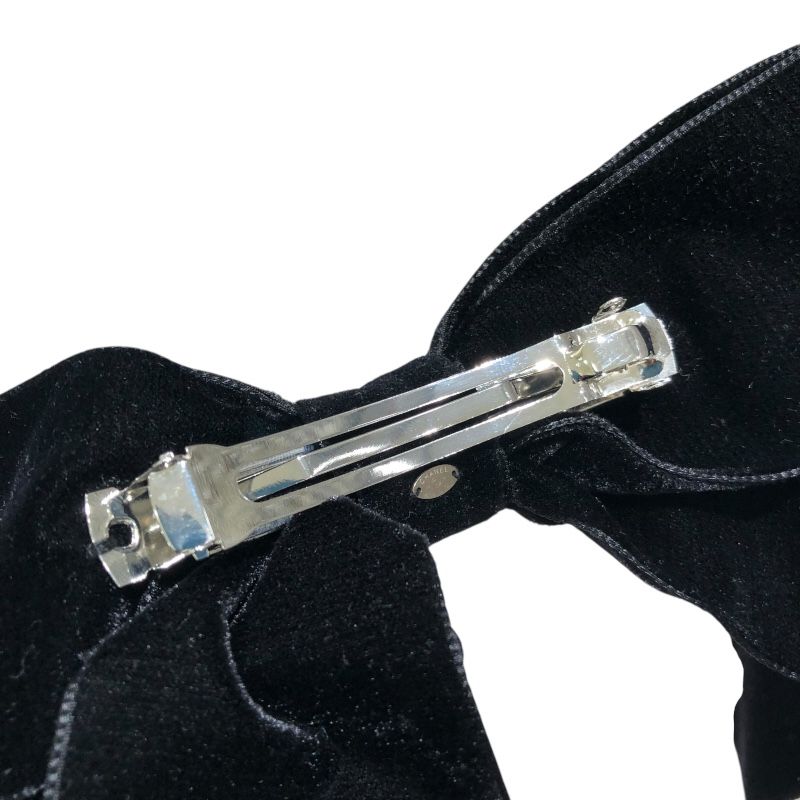 CHANEL Coco Mark Ribbon Barrette - Black Velvet Luxury Accessory