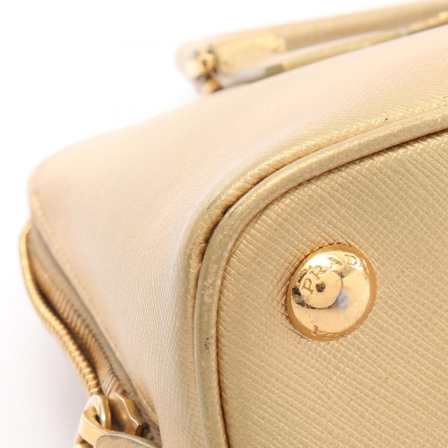 PRADA Saffiano Leather Handbag - Timeless Elegance in Gold