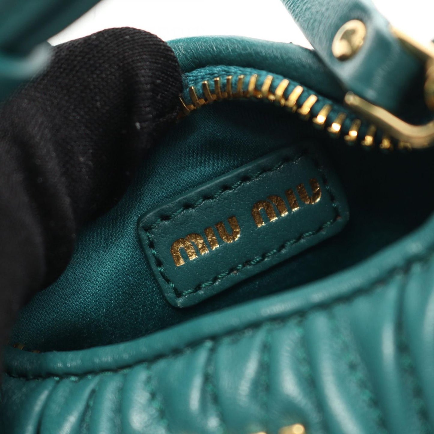 Miu Miu Wonder Matelassé Micro Hobo Bag - Green Leather