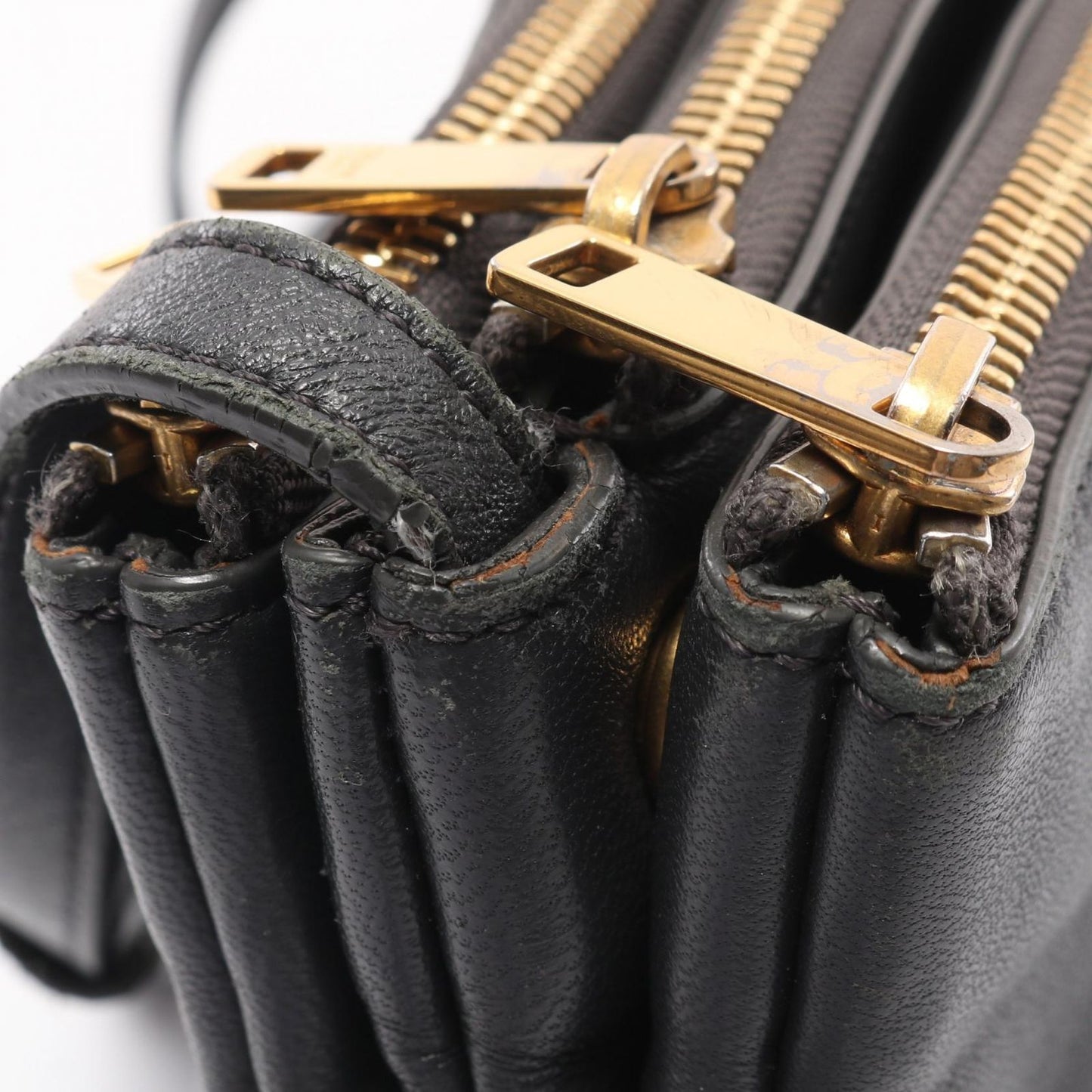 CELINE Trio Small Shoulder Bag in Dark Grey Leather