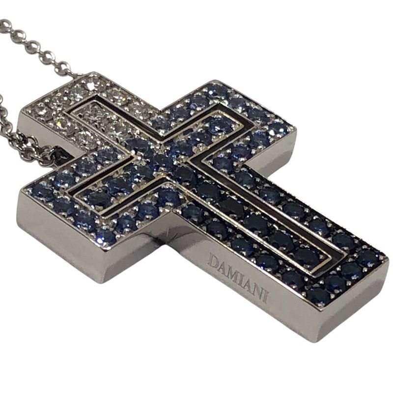 Damiani Belle Époque Iceberg Necklace M in 750WG with Diamonds & Sapphires