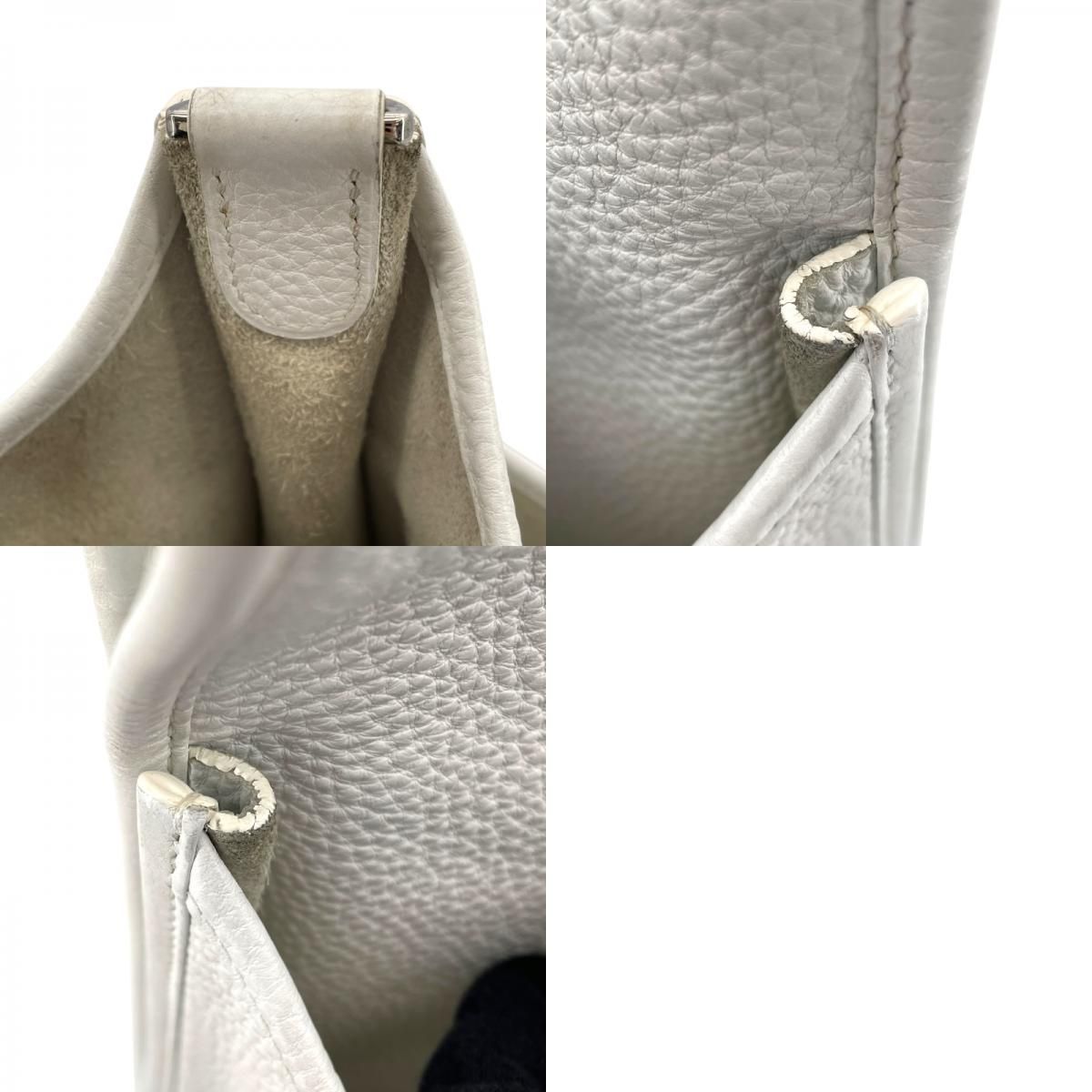 HERMES Evelyne II GM White Togo Leather Shoulder Bag with Silver Hardware