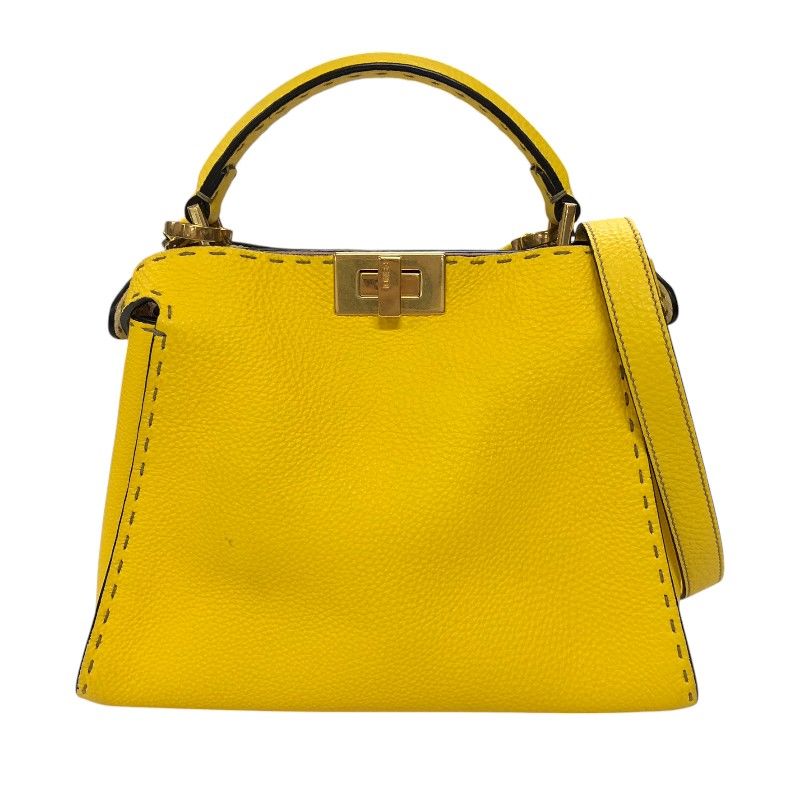 Fendi Selleria Peekaboo Iconic Essential Handbag - Yellow & Pink