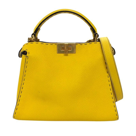 Fendi Selleria Peekaboo Iconic Essential Handbag - Yellow & Pink