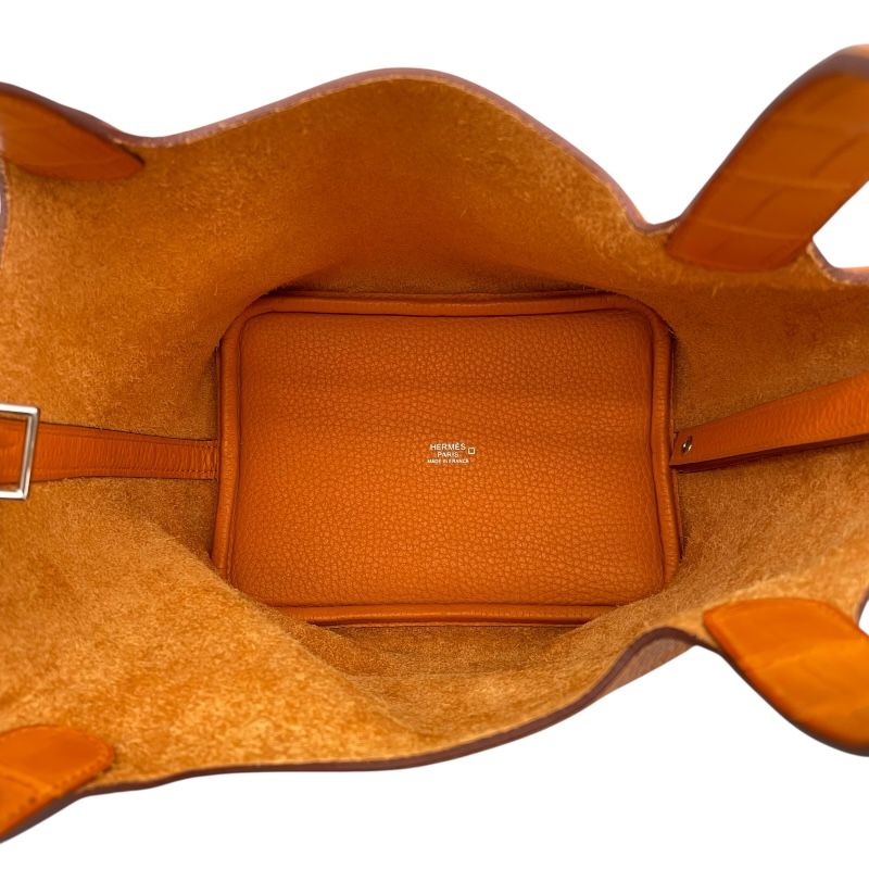 HERMES Picotin Lock PM Touch Orange with Silver Hardware