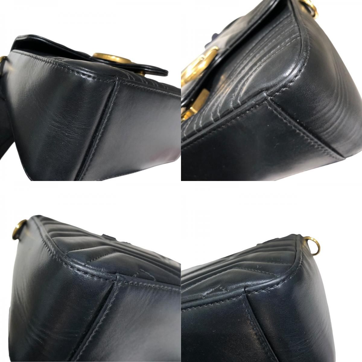 GUCCI GG Marmont Mini Top Handle Bag - Black Leather