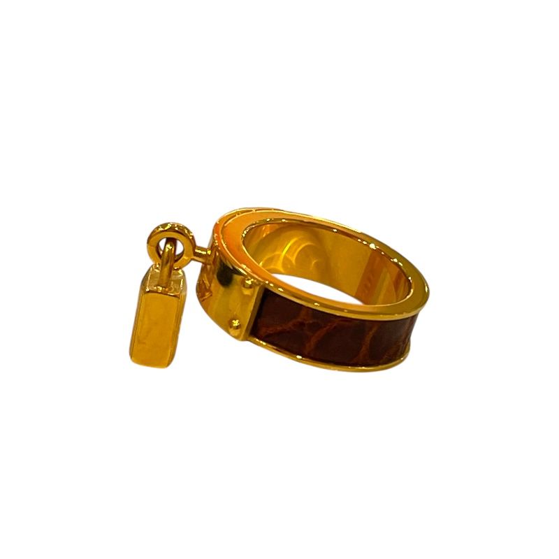 HERMES Kelly Scarf Ring in Brown/Gold - Exquisite Luxury Accessory