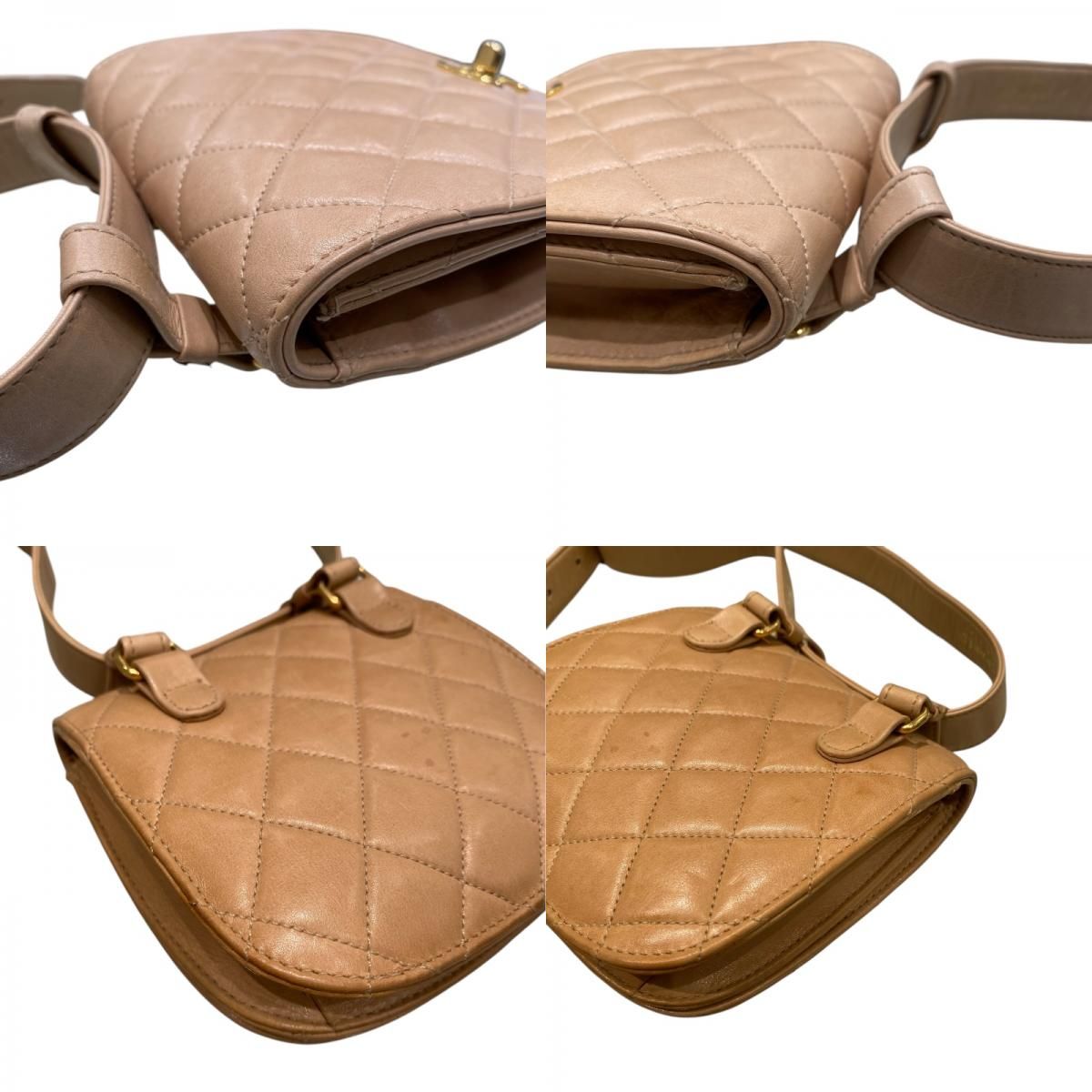 CHANEL Matelassé Belt Bag in Beige with Gold Hardware