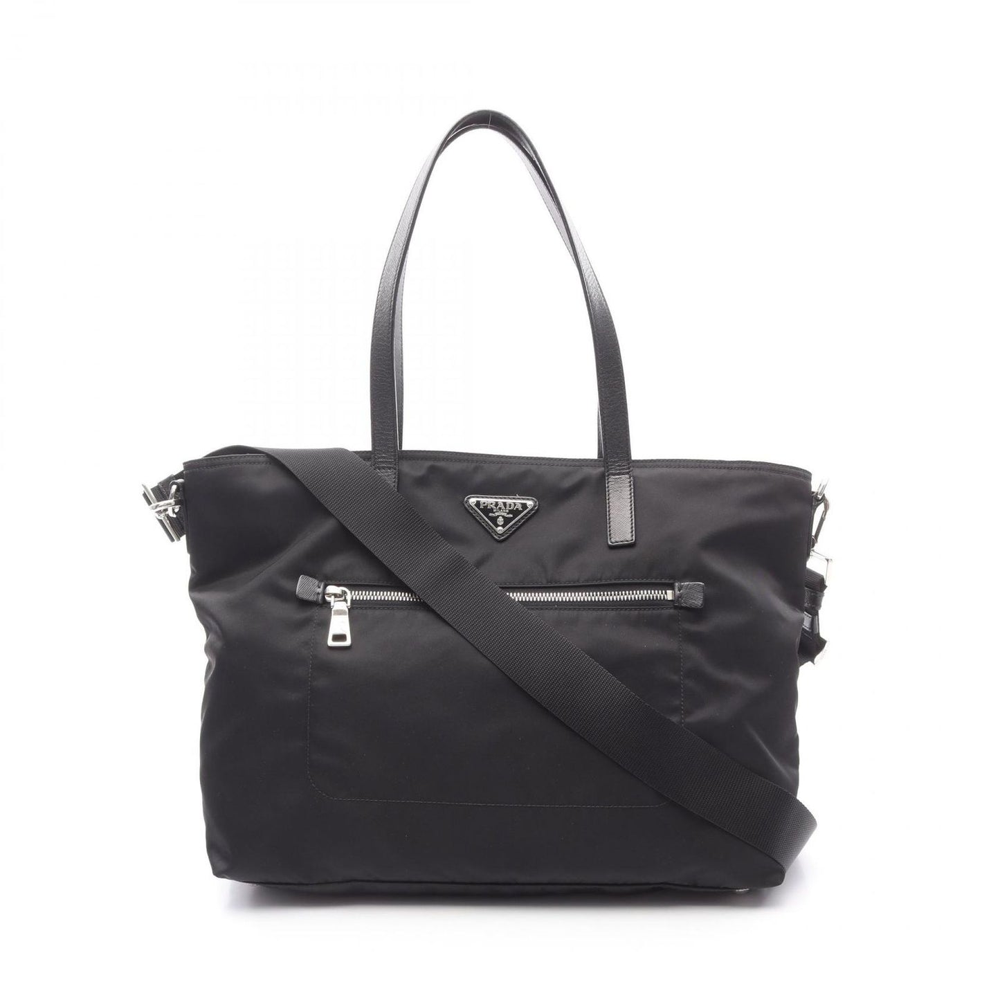 PRADA Black Nylon & Saffiano Leather 2-Way Tote Bag