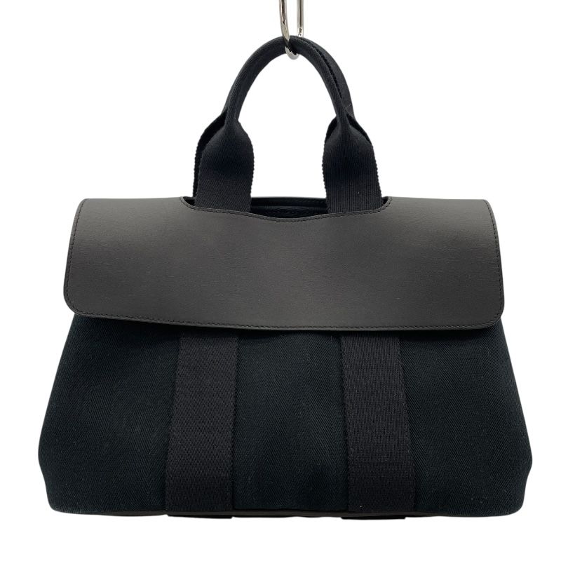 HERMES Valparaiso PM Black Handbag with Silver Hardware