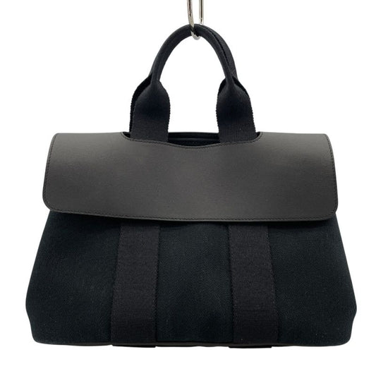 HERMES Valparaiso PM Black Handbag with Silver Hardware