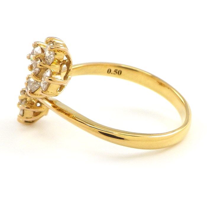 Exquisite K18YG Diamond Flower Twist Ring - 0.50ct