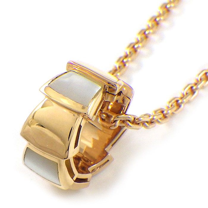 BVLGARI Serpenti Viper Necklace in K18 Pink Gold with White Shell