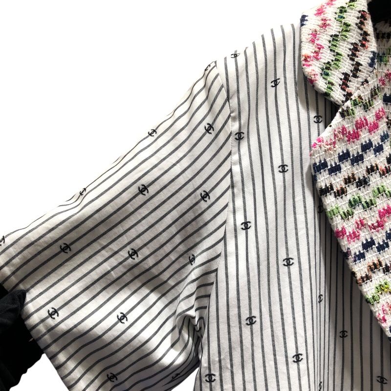 CHANEL Coco Mark Pattern Short Sleeve Jacket - White Cotton