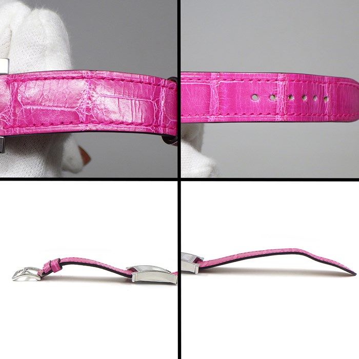 HERMES H-Watch PM 25mm with Diamond Bezel & Pink Alligator Strap