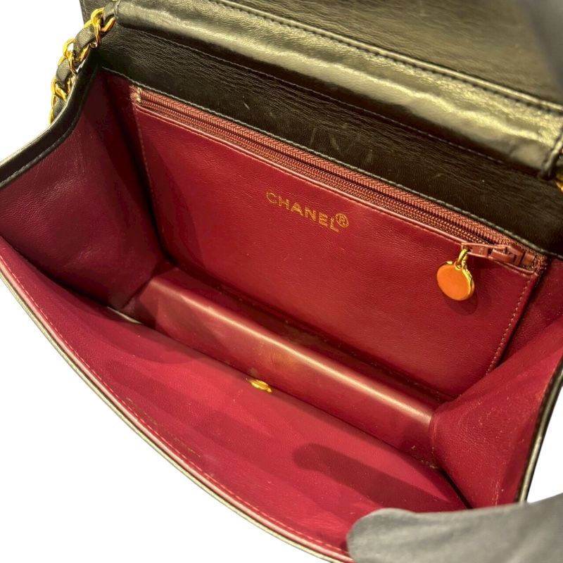 CHANEL Matelassé Chain Shoulder Bag in Black Lambskin