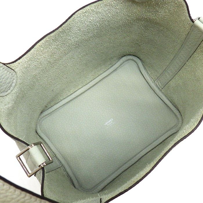 HERMES Picotin Lock PM Handbag - 2023 Green Gray with Silver Hardware