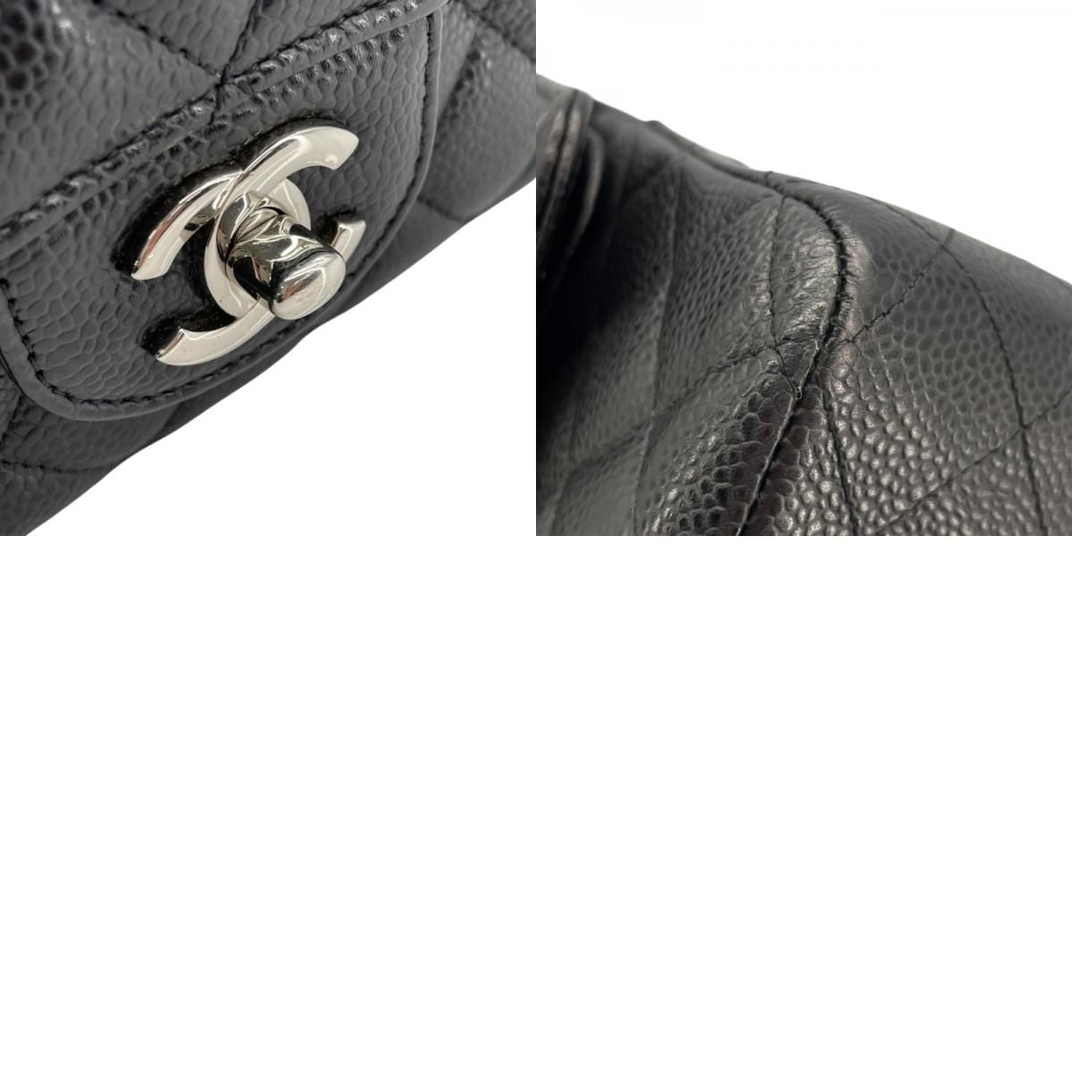 CHANEL Matelassé 25 A01112 Black Caviar Leather Shoulder Bag