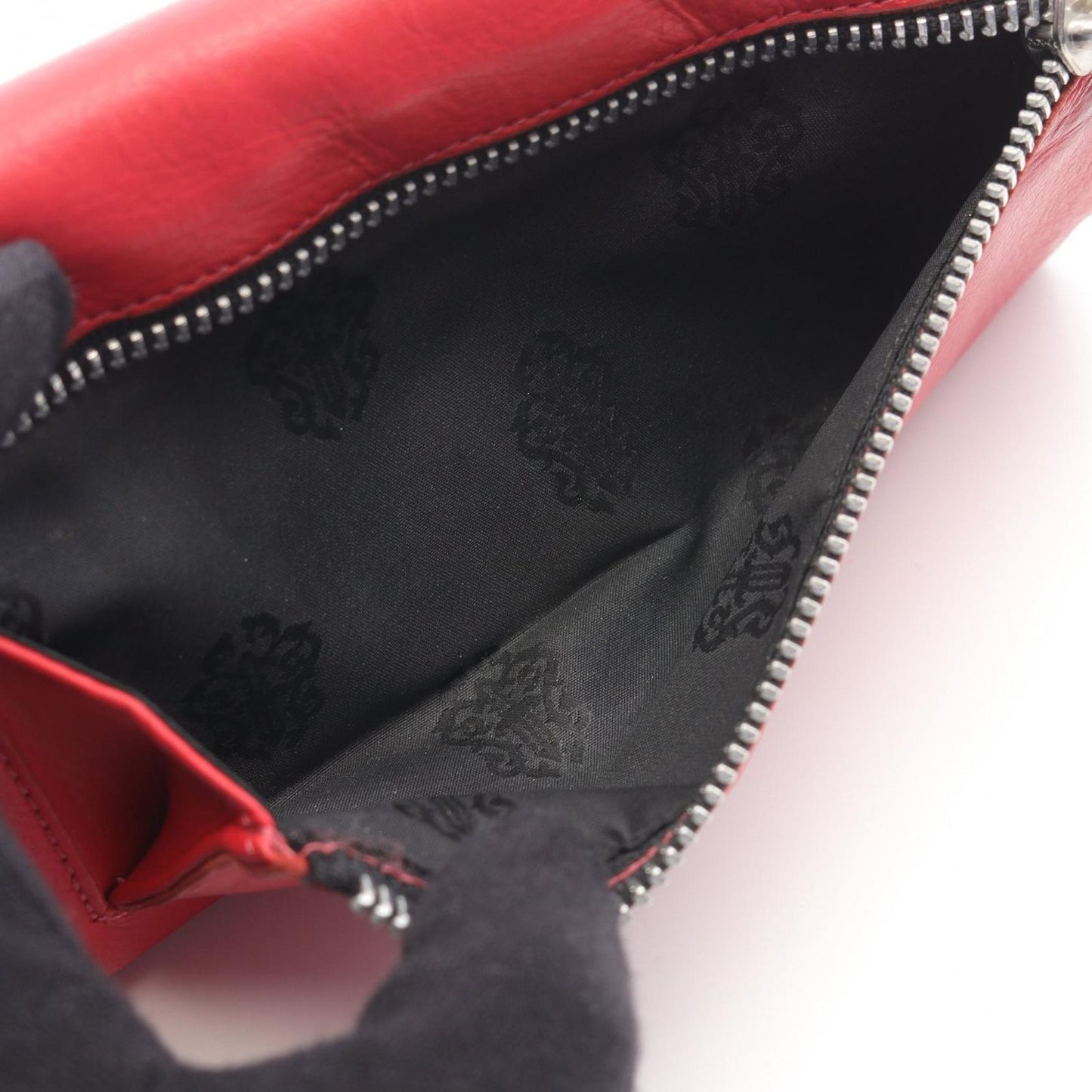 CHROME HEARTS Wave Cross Ball Leather Wallet - Red