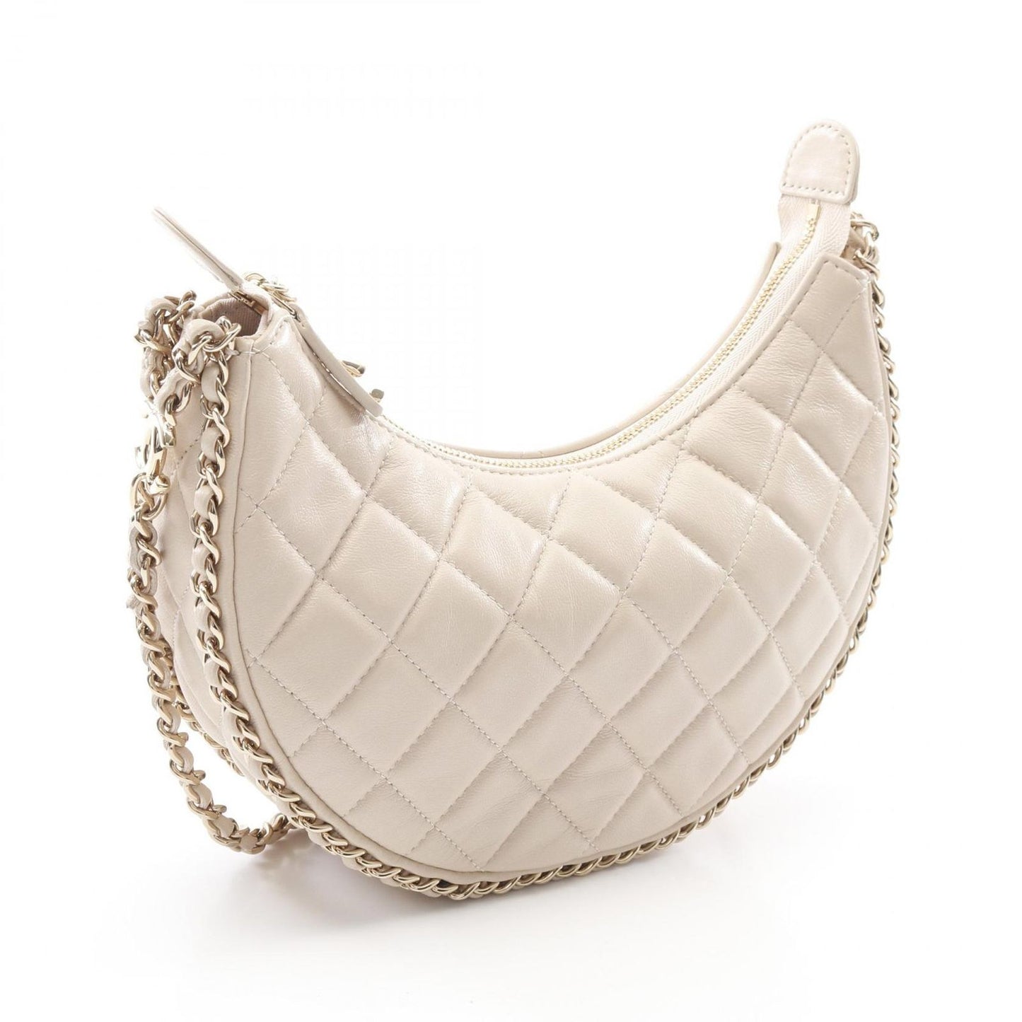 CHANEL Matelassé Small Hobo Bag in Cream Lambskin - AS3917