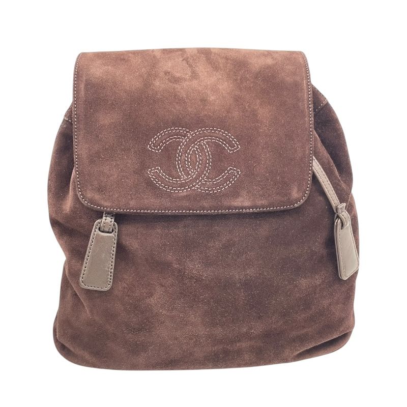 CHANEL Dark Brown Suede Coco Mark Backpack - Timeless Elegance