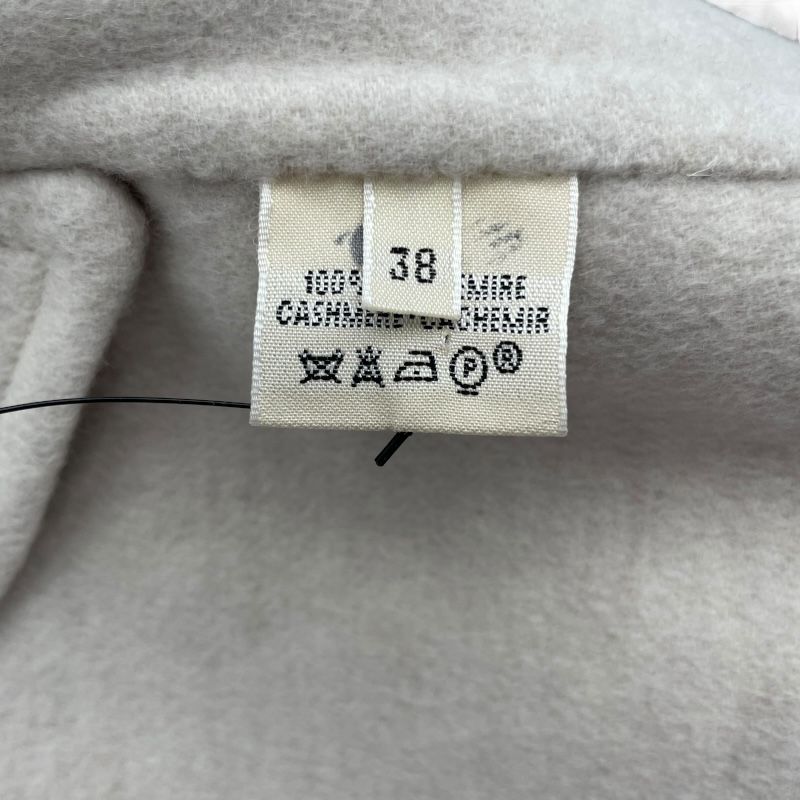 HERMES Ivory Cashmere Belted Wrap Long Coat - Size 38