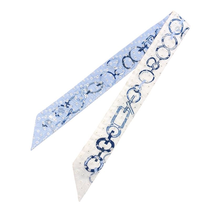 HERMES Twilly Broderie Angla Do Re Boucl Silk Scarf - Exquisite Elegance