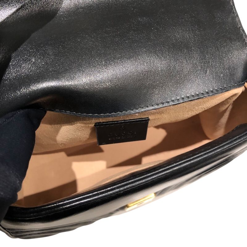 GUCCI GG Marmont Mini Top Handle Bag - Black Leather