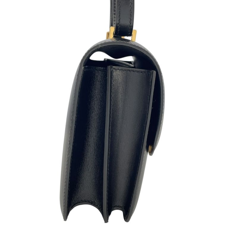 HERMES Constance 3 Mini Black Box Calf Shoulder Bag with Gold Hardware