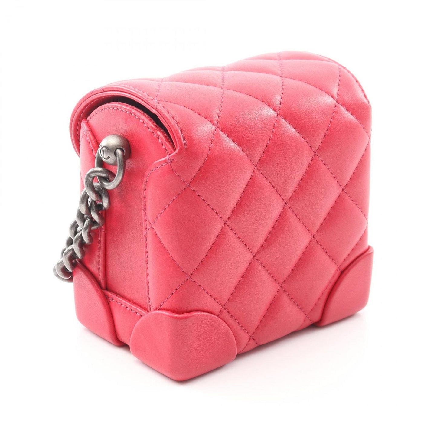 CHANEL Matelassé Mini Vanity Shoulder Bag in Magenta Lambskin
