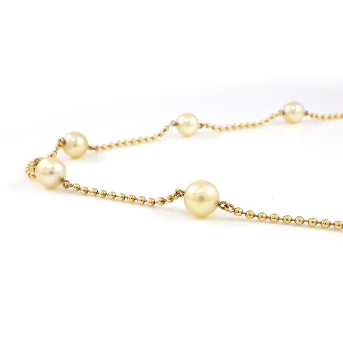 MIKIMOTO 7-Point Pearl Station Necklace in K18 Yellow Gold