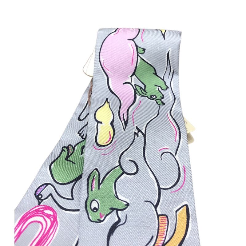 HERMES Multicolor Silk Twilly Scarf - Exquisite Luxury Accessory