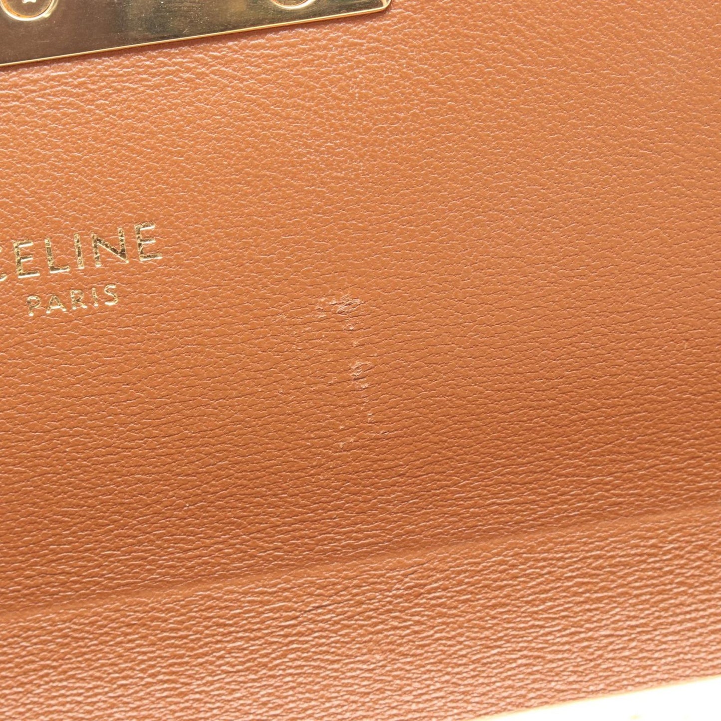CELINE Claude Triomphe Shoulder Bag - White/Brown PVC Canvas