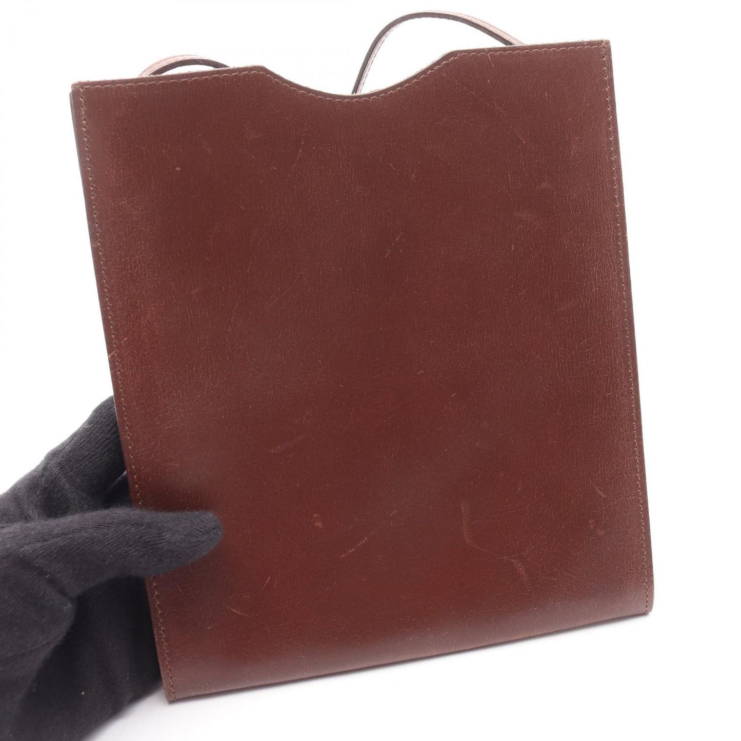 HERMES Onimetu Shoulder Bag in Brown Calf Leather