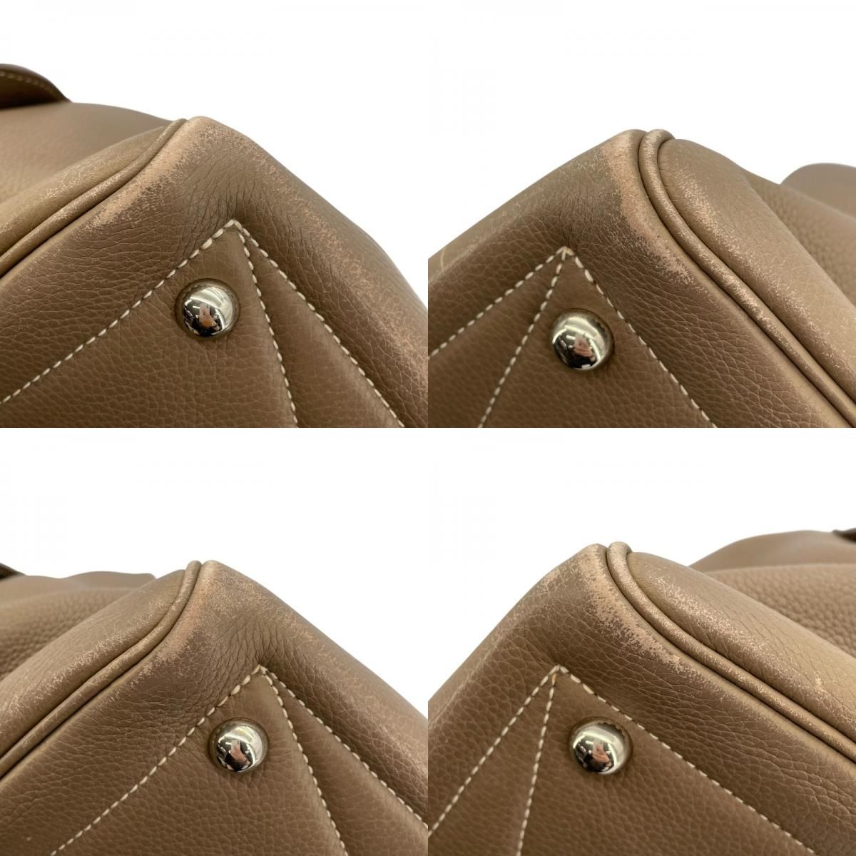 HERMES Victoria 35 Etoupe Handbag with Silver Hardware