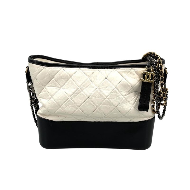 CHANEL Gabrielle Hobo Medium Bag - White & Black with Gold Accents