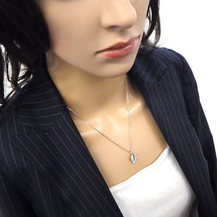 Elegant Leaf Motif Diamond Necklace in K18 White Gold - 0.53ct