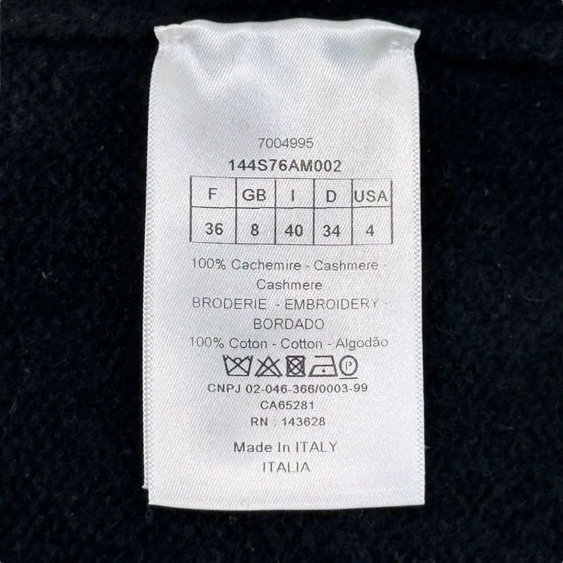 Christian Dior Black Cashmere Knit Sweater with Back Logo