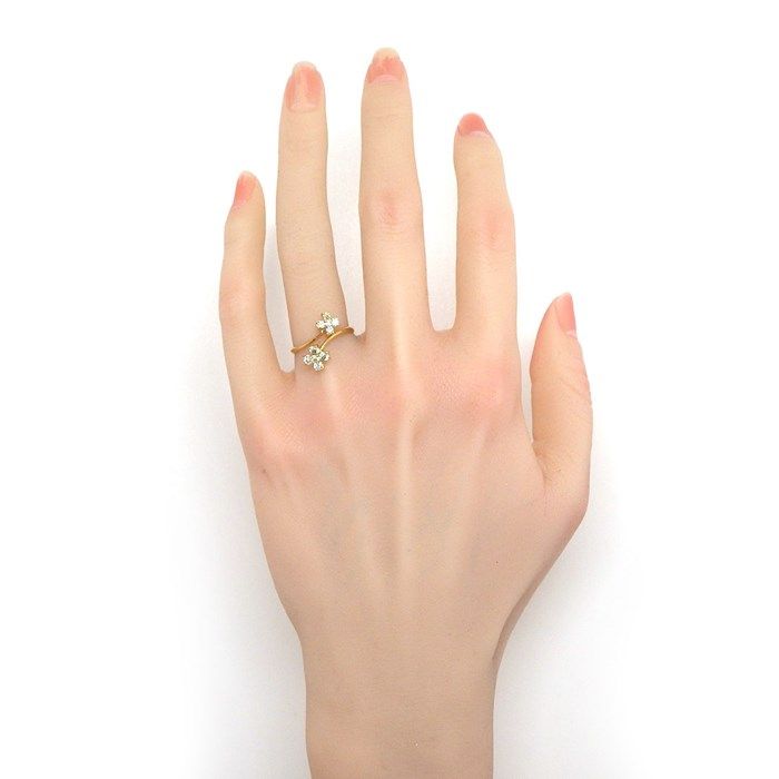 Exquisite K18YG Diamond Flower Twist Ring - 0.50ct