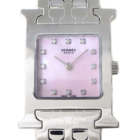 HERMES H-Watch HH1.210 with Diamond Index and Pink Shell Dial