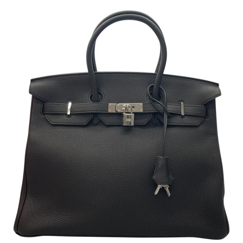 HERMES Birkin 35 Black Togo Leather Handbag with Silver Hardware