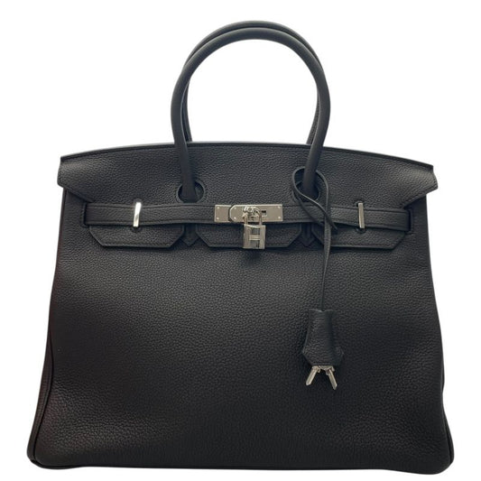 HERMES Birkin 35 Black Togo Leather Handbag with Silver Hardware