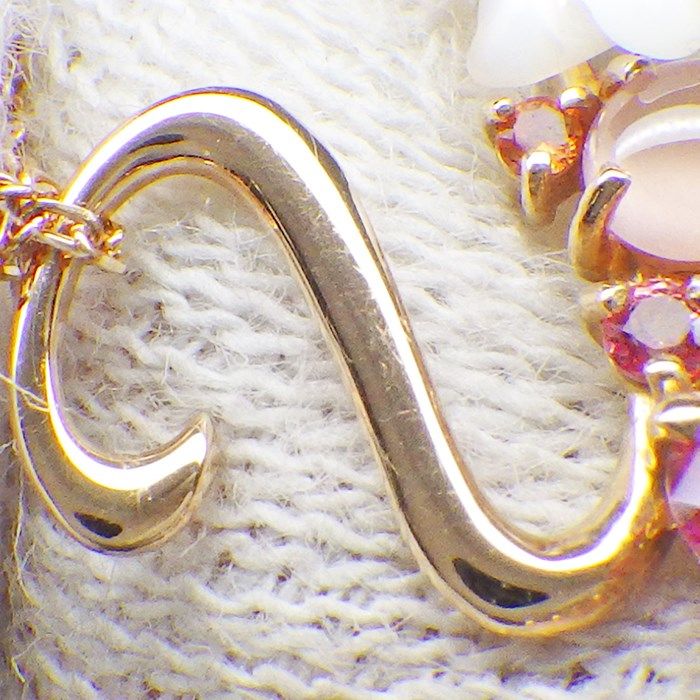 Samantha Tiara Flower Letters Initial Y Necklace in K18 Pink Gold