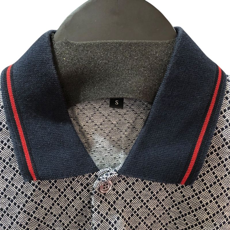 GUCCI Diamante Pattern Polo Shirt in Gray - Size S