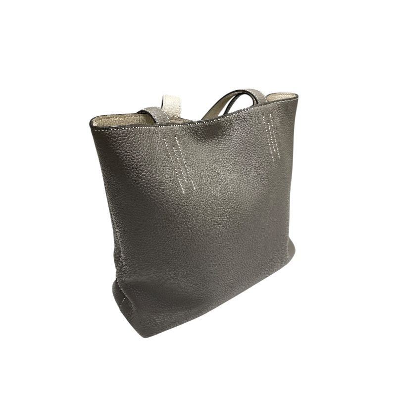 HERMES Double Sens 28 Tote Bag in Etain Beton Togo Leather