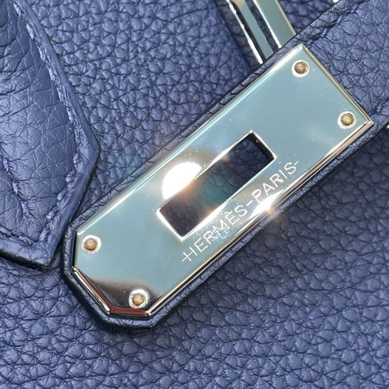 HERMES Birkin 35 Blue Navy Togo Handbag with Silver Hardware