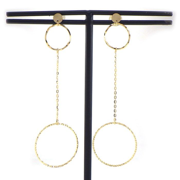 K18YG Swing Drop Circle Earrings - Exquisite Gold Elegance