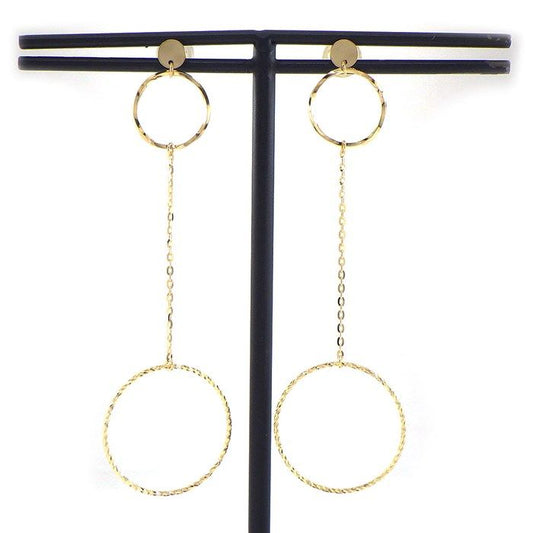 K18YG Swing Drop Circle Earrings - Exquisite Gold Elegance